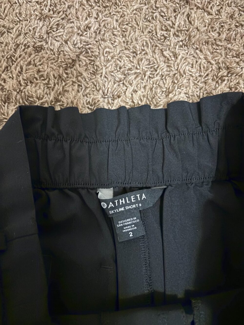 Athleta Skyline Short II Size 2 Solid Black Pull On Elastic Waist Neutral Tie - Picture 2 of 3